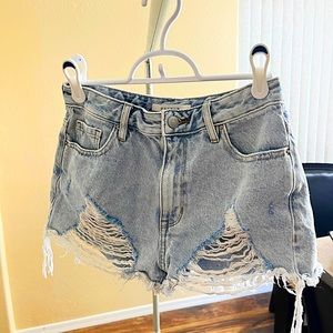 Pacsun shorts with fraying and rips in front